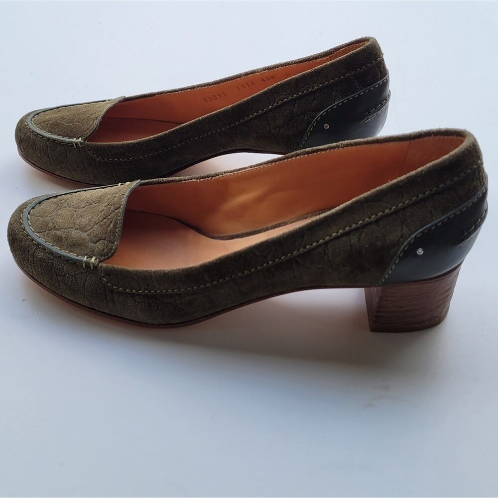 Casadei Suede Croc Green Loafer Heels Pumps - Picture 8 of 8
